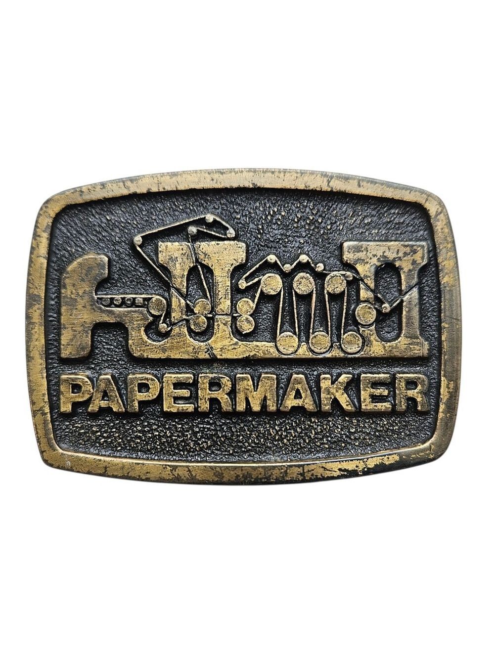 Vintage 1978 Papermaker Belt Buckle Albany Felt Company Brass Tone